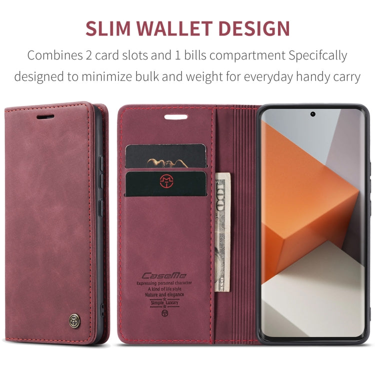For Xiaomi Redmi Note 13 Pro+ CaseMe 013 Multifunctional Horizontal Flip Leather Phone Case(Wine Red) - Note 13 Pro+ Cases by CaseMe | Online Shopping UK | buy2fix