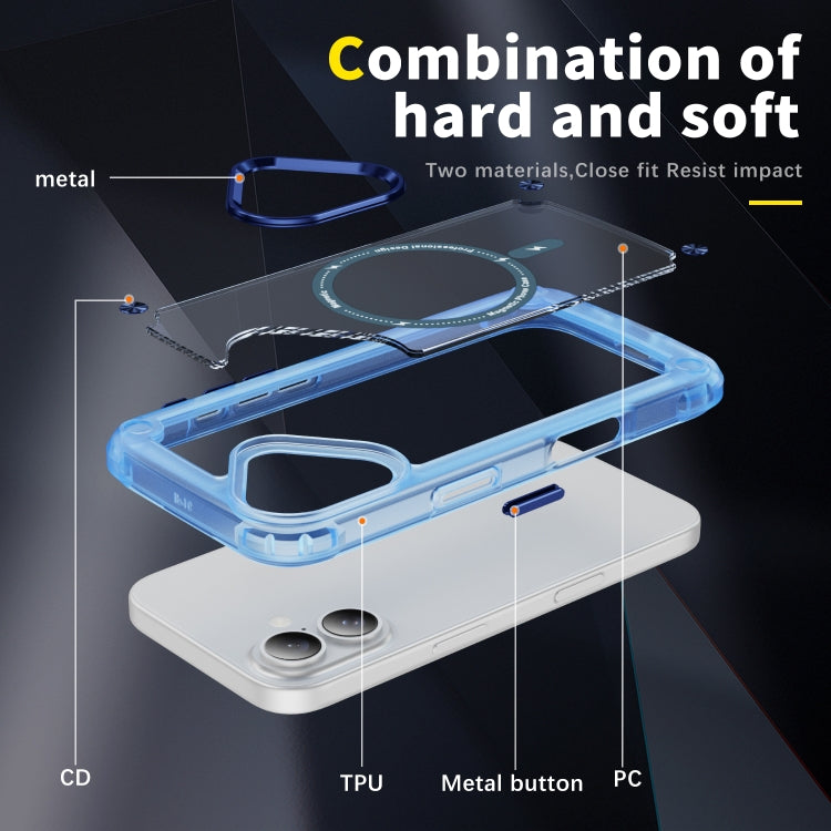 For iPhone 16 Skin Feel TPU + PC MagSafe Magnetic Phone Case(Transparent Blue) - iPhone 16 Cases by buy2fix | Online Shopping UK | buy2fix