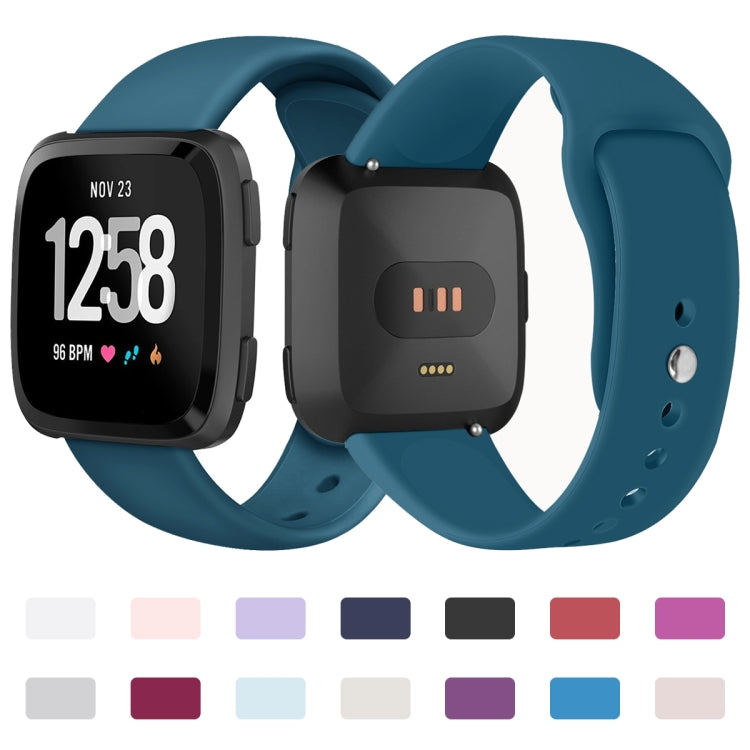 For Fitbit Versa 2 / Fitbit Versa / Fitbit Versa Lite Solid Color Silicone Watch Band, Size:L(Baby Blue) - Watch Bands by buy2fix | Online Shopping UK | buy2fix