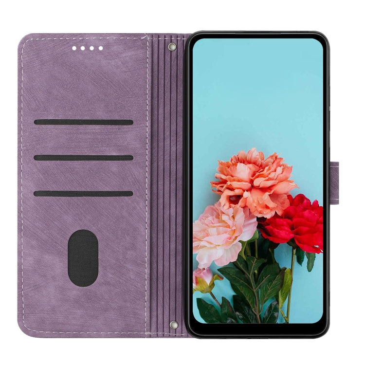 For Infinix Zero 30 4G Skin Feel Stripe Pattern Leather Phone Case with Lanyard(Purple) - Infinix Cases by buy2fix | Online Shopping UK | buy2fix