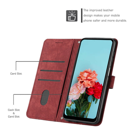 For Infinix Note 40 4G Skin Feel Stripe Pattern Leather Phone Case with Lanyard(Red) - Infinix Cases by buy2fix | Online Shopping UK | buy2fix