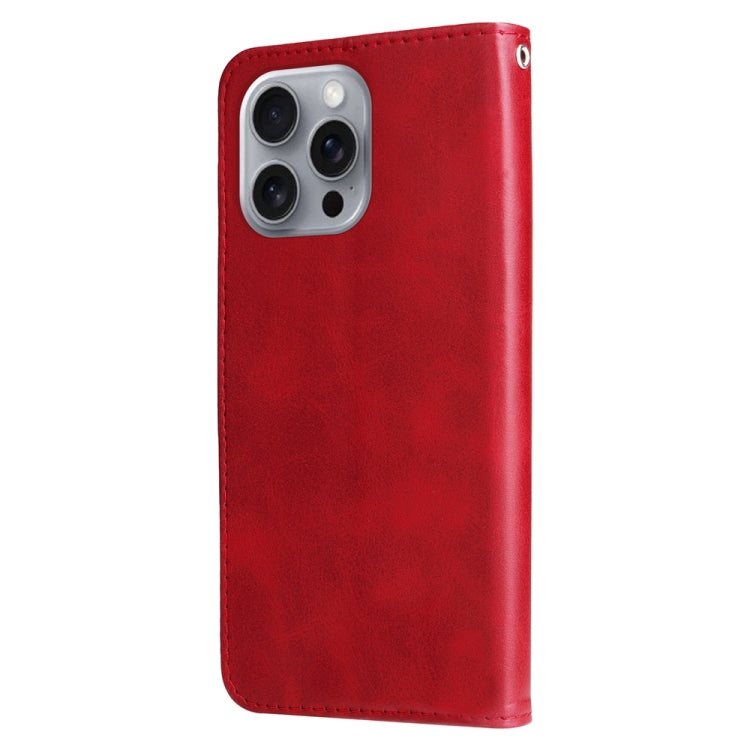 For iPhone 16 Pro Max Fashion Calf Texture Zipper Leather Phone Case(Red) - iPhone 16 Pro Max Cases by buy2fix | Online Shopping UK | buy2fix