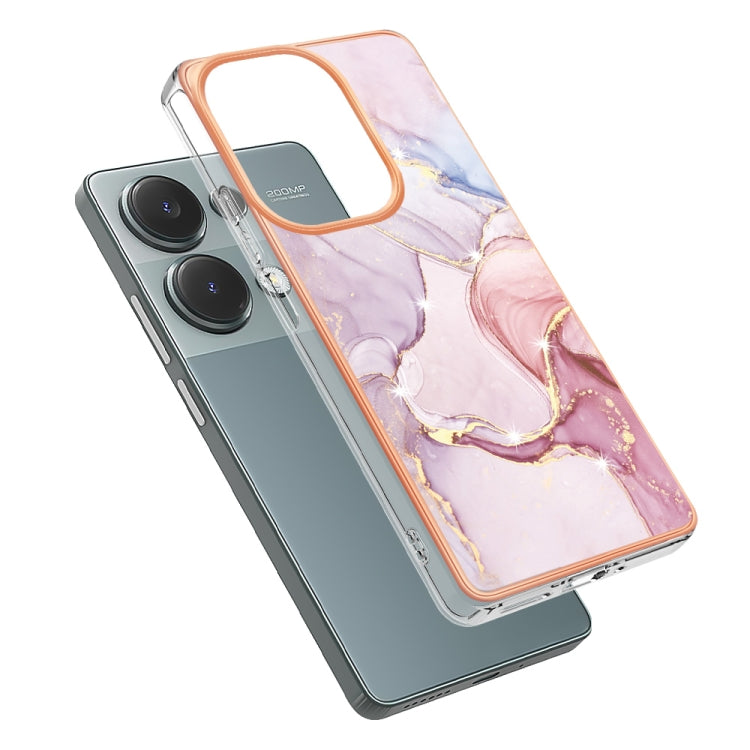 For Xiaomi Redmi Note 13 Pro 4G Global Electroplating Marble Dual-side IMD Phone Case(Rose Gold 005) - Note 13 Pro Cases by buy2fix | Online Shopping UK | buy2fix