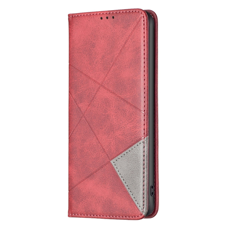 For iPhone 16 Plus Rhombus Texture Magnetic Leather Phone Case(Red) - iPhone 16 Plus Cases by buy2fix | Online Shopping UK | buy2fix