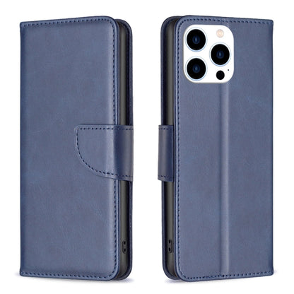 For iPhone 16 Pro Lambskin Texture Pure Color Flip Leather Phone Case(Blue) - iPhone 16 Pro Cases by buy2fix | Online Shopping UK | buy2fix