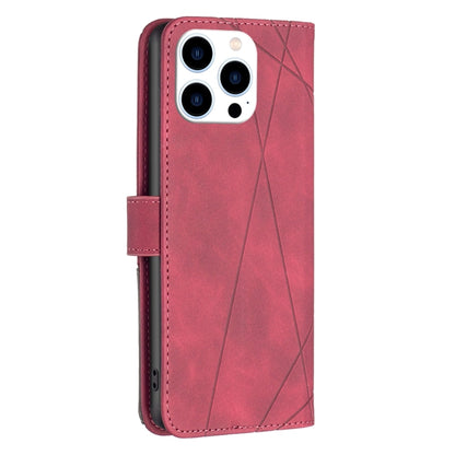 For iPhone 16 Pro Max Magnetic Buckle Rhombus Texture Leather Phone Case(Red) - iPhone 16 Pro Max Cases by buy2fix | Online Shopping UK | buy2fix