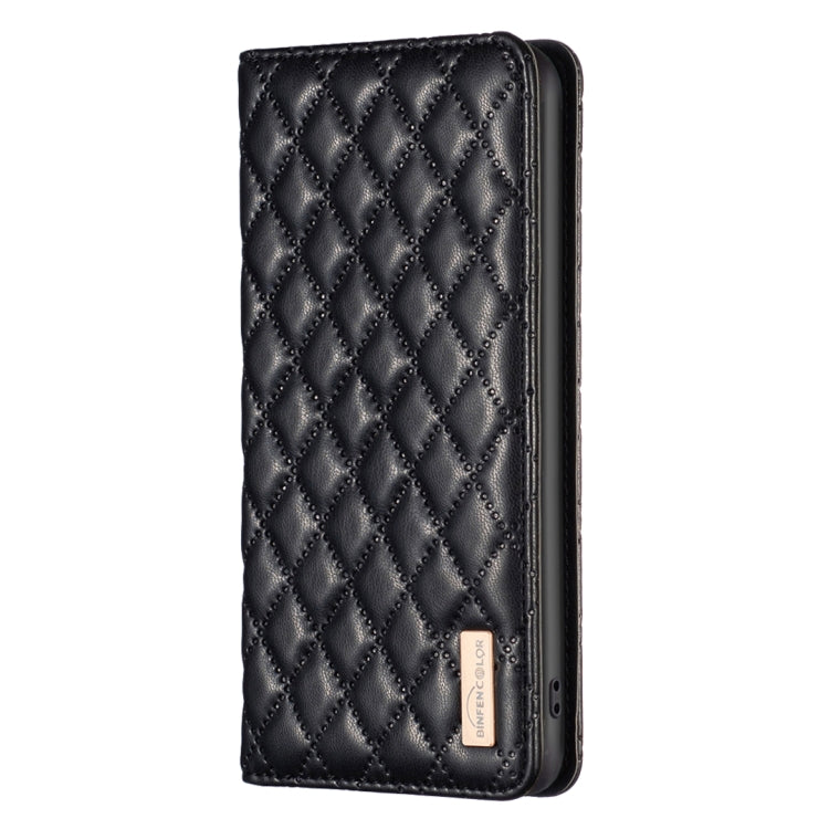 For iPhone 16 Pro Diamond Lattice Magnetic Leather Flip Phone Case(Black) - iPhone 16 Pro Cases by buy2fix | Online Shopping UK | buy2fix