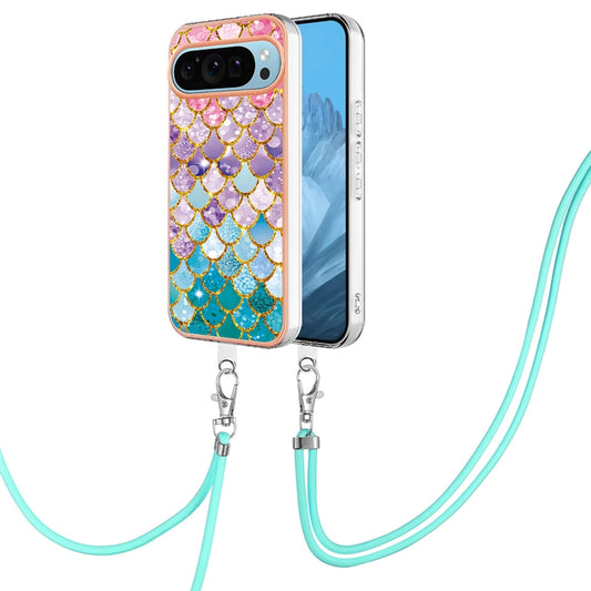 For Google Pixel 9 / 9 Pro Electroplating IMD TPU Phone Case with Lanyard(Colorful Scales) - Google Cases by buy2fix | Online Shopping UK | buy2fix