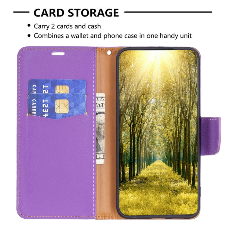 For iPhone 16 Litchi Texture Pure Color Flip Leather Phone Case(Purple) - iPhone 16 Cases by buy2fix | Online Shopping UK | buy2fix