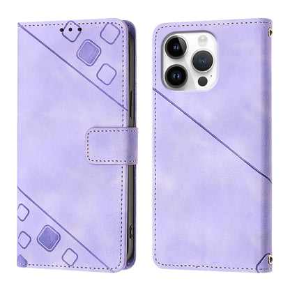 For iPhone 16 Pro Max Skin-feel Embossed Leather Phone Case(Light Purple) - iPhone 16 Pro Max Cases by buy2fix | Online Shopping UK | buy2fix