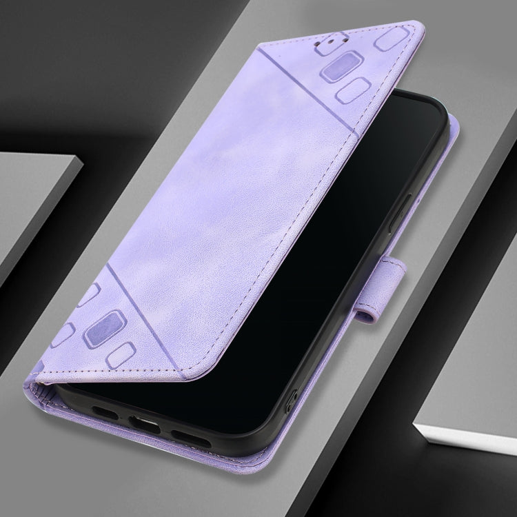 For iPhone 16 Pro Max Skin-feel Embossed Leather Phone Case(Light Purple) - iPhone 16 Pro Max Cases by buy2fix | Online Shopping UK | buy2fix