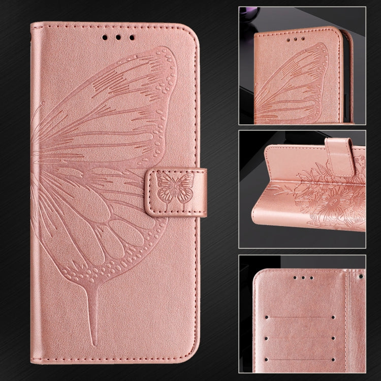 For iPhone SE 2024 Embossed Butterfly Leather Phone Case(Rose Gold) - More iPhone Cases by buy2fix | Online Shopping UK | buy2fix