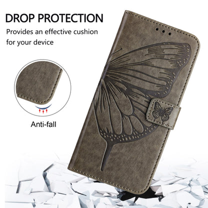 For iPhone SE 2024 Embossed Butterfly Leather Phone Case(Grey) - More iPhone Cases by buy2fix | Online Shopping UK | buy2fix