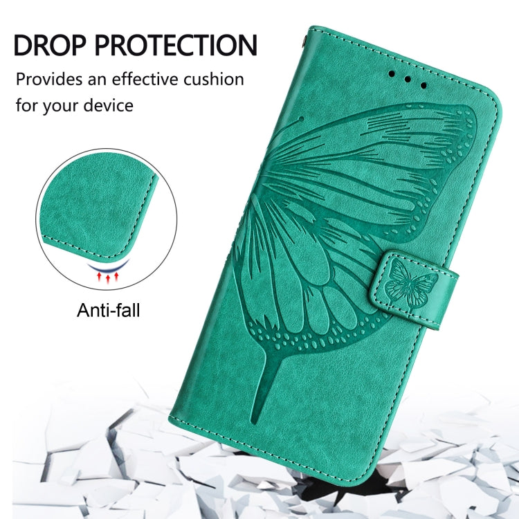 For iPhone 16 Pro Max Embossed Butterfly Leather Phone Case(Green) - iPhone 16 Pro Max Cases by buy2fix | Online Shopping UK | buy2fix