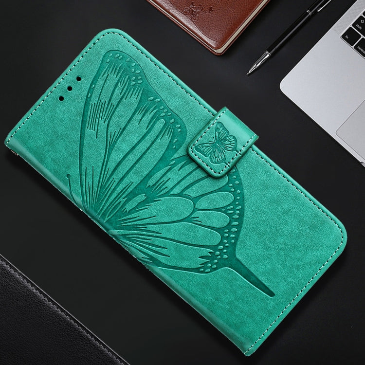 For iPhone 16 Pro Max Embossed Butterfly Leather Phone Case(Green) - iPhone 16 Pro Max Cases by buy2fix | Online Shopping UK | buy2fix