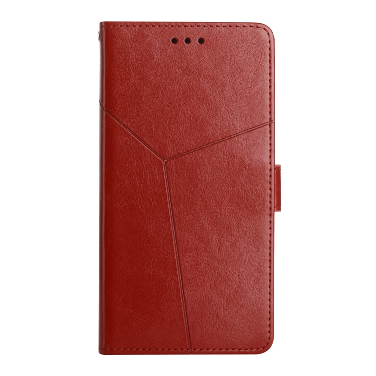 For OnePlus 12 5G Global Y-shaped Pattern Flip Leather Phone Case(Brown) - OnePlus Cases by buy2fix | Online Shopping UK | buy2fix