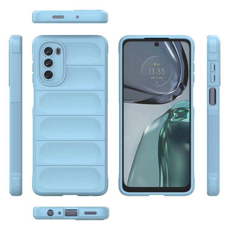 For Motorola Moto G62 5G Magic Shield TPU + Flannel Phone Case(Dark Blue) - Motorola Cases by buy2fix | Online Shopping UK | buy2fix