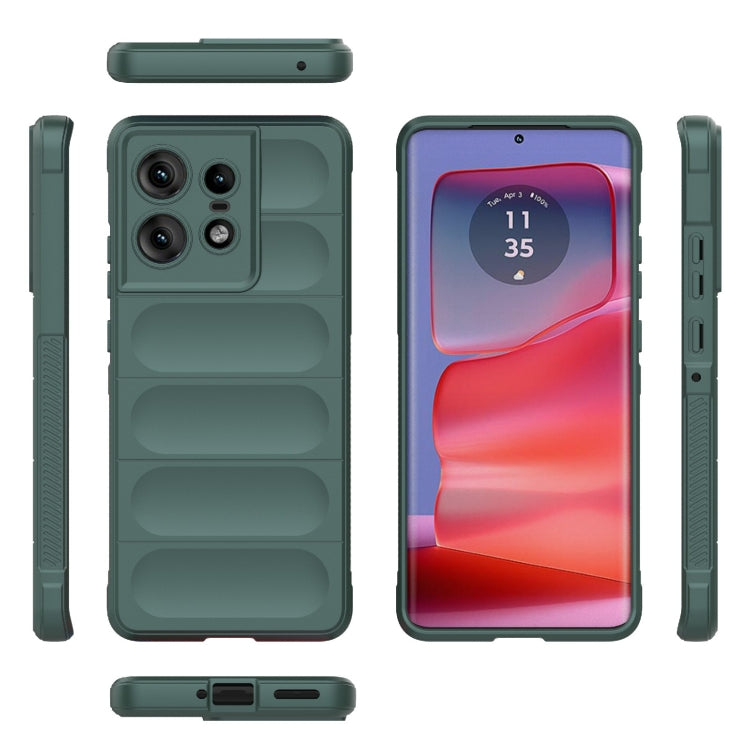 For Motorola Edge 50 Pro 5G Global Magic Shield TPU + Flannel Phone Case(Dark Green) - Motorola Cases by buy2fix | Online Shopping UK | buy2fix