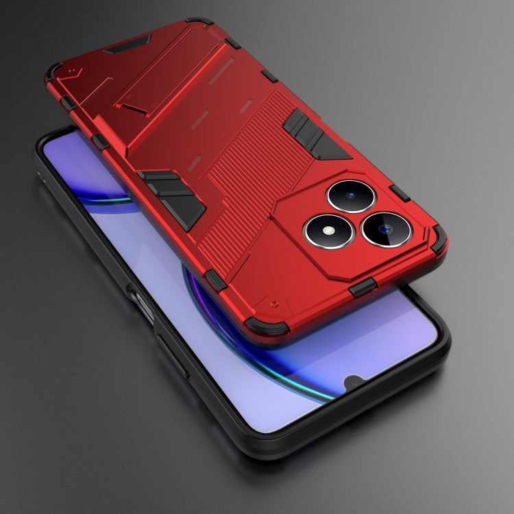 For Realme C53 4G Punk Armor 2 in 1 PC + TPU Phone Case with Holder(Red) - Realme Cases by buy2fix | Online Shopping UK | buy2fix