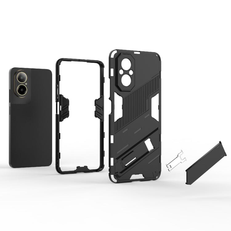 For Realme C67 4G Global Punk Armor 2 in 1 PC + TPU Phone Case with Holder(Black) - Realme Cases by buy2fix | Online Shopping UK | buy2fix