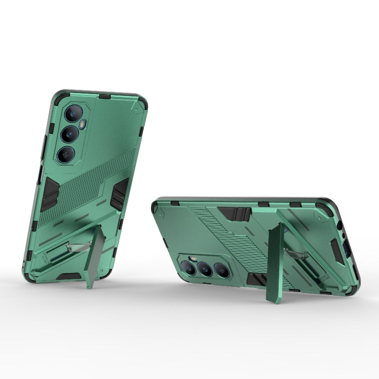 For Realme C65 4G Global Punk Armor 2 in 1 PC + TPU Phone Case with Holder(Green) - Realme Cases by buy2fix | Online Shopping UK | buy2fix