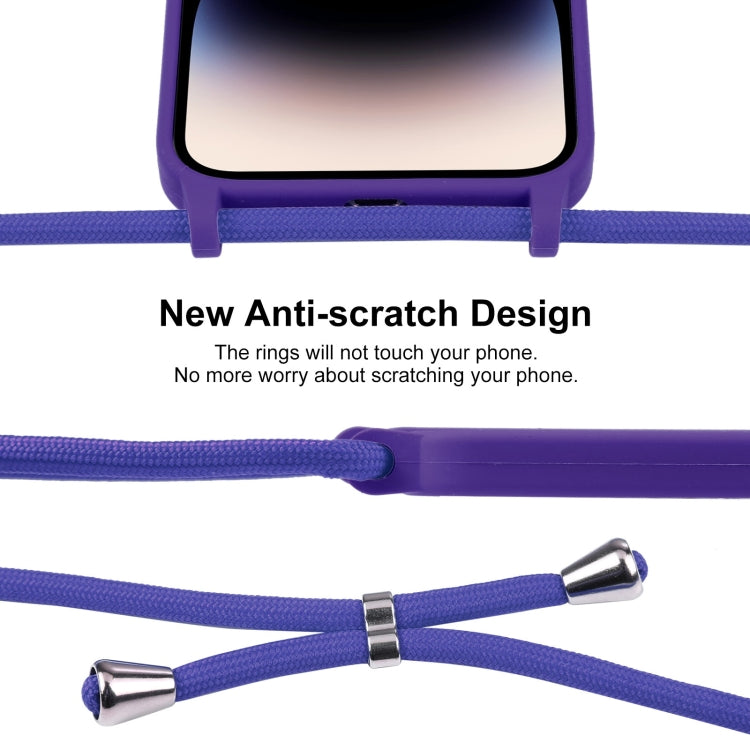 For iPhone 16 Crossbody Lanyard Liquid Silicone Case(Purple) - iPhone 16 Cases by buy2fix | Online Shopping UK | buy2fix