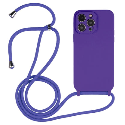 For iPhone 16 Pro Max Crossbody Lanyard Liquid Silicone Case(Purple) - iPhone 16 Pro Max Cases by buy2fix | Online Shopping UK | buy2fix