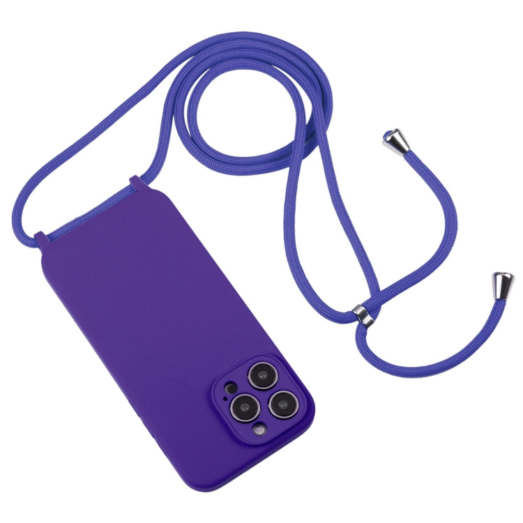 For iPhone 16 Pro Max Crossbody Lanyard Liquid Silicone Case(Purple) - iPhone 16 Pro Max Cases by buy2fix | Online Shopping UK | buy2fix