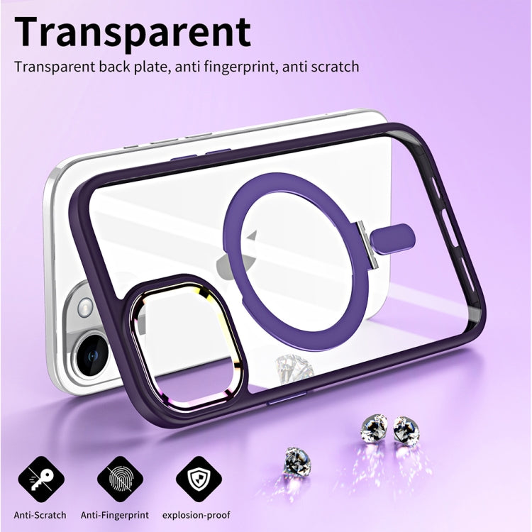 For iPhone 15 MagSafe Magnetic Invisible Holder Phone Case(Dark Purple) - iPhone 15 Cases by buy2fix | Online Shopping UK | buy2fix