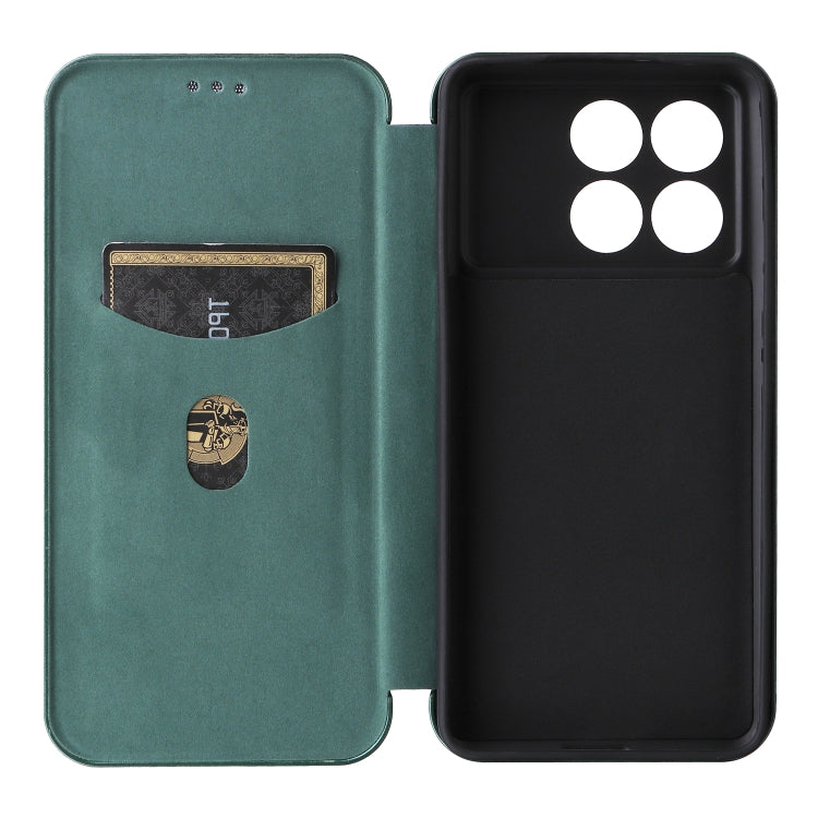 For Xiaomi Redmi K70E 5G Carbon Fiber Texture Flip Leather Phone Case(Green) - K70E Cases by buy2fix | Online Shopping UK | buy2fix