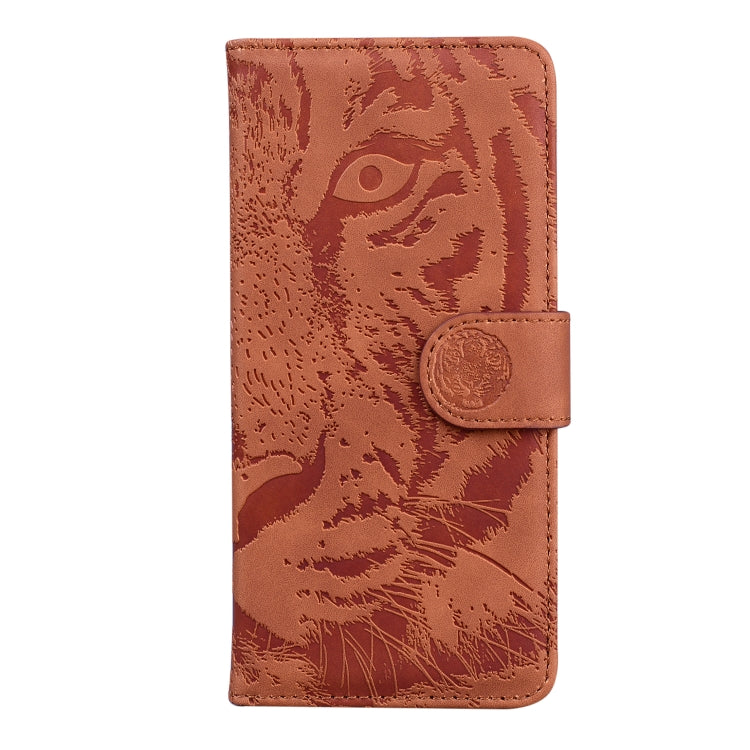 For Motorola Moto G Play 4G 2024 Tiger Embossing Pattern Leather Phone Case(Brown) - Motorola Cases by buy2fix | Online Shopping UK | buy2fix