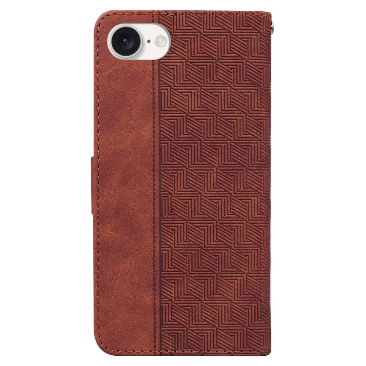 For iPhone SE 2024 Geometric Embossed Leather Phone Case(Brown) - More iPhone Cases by buy2fix | Online Shopping UK | buy2fix