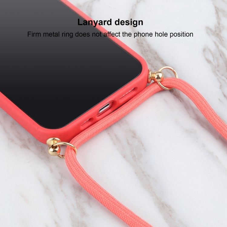 For iPhone 16 Plus Wheat Straw TPU Shockproof Phone Case with Neck Lanyard(Red) - iPhone 16 Plus Cases by buy2fix | Online Shopping UK | buy2fix