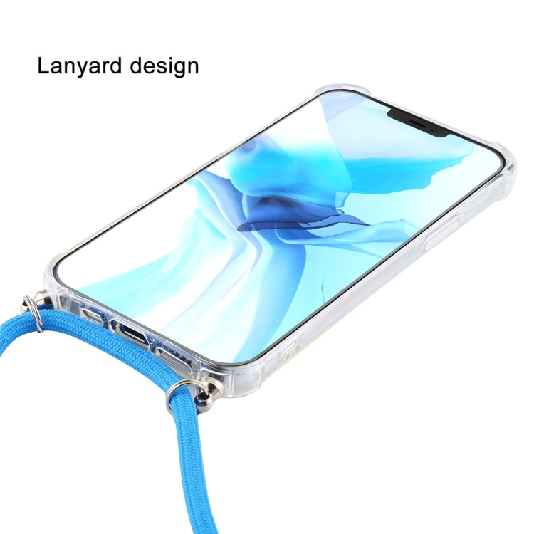 For iPhone 16 Pro Four-Corner Shockproof Transparent TPU Case with Lanyard(Dark Grey) - iPhone 16 Pro Cases by buy2fix | Online Shopping UK | buy2fix