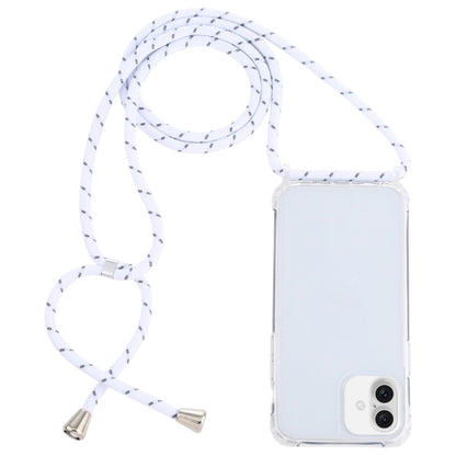 For iPhone 16 Transparent Acrylic Airbag Shockproof Phone Protective Case with Lanyard(White Grey Rough Grain) - iPhone 16 Cases by buy2fix | Online Shopping UK | buy2fix