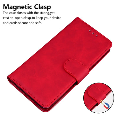 For iPhone SE 2024 Skin Feel Pure Color Flip Leather Phone Case(Red) - More iPhone Cases by buy2fix | Online Shopping UK | buy2fix