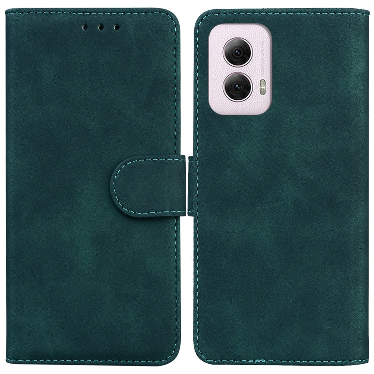 For Motorola Moto G Power 5G 2024 Skin Feel Pure Color Flip Leather Phone Case(Green) - Motorola Cases by buy2fix | Online Shopping UK | buy2fix