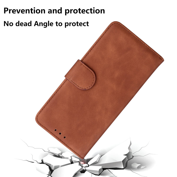 For Motorola Moto G Power 5G 2024 Skin Feel Pure Color Flip Leather Phone Case(Brown) - Motorola Cases by buy2fix | Online Shopping UK | buy2fix