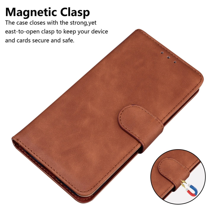 For Motorola Moto G Power 5G 2024 Skin Feel Pure Color Flip Leather Phone Case(Brown) - Motorola Cases by buy2fix | Online Shopping UK | buy2fix