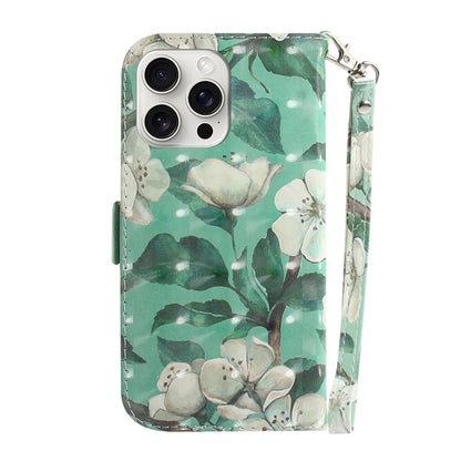 For iPhone 16 Pro Max 3D Colored Horizontal Flip Leather Phone Case(Watercolor Flower) - iPhone 16 Pro Max Cases by buy2fix | Online Shopping UK | buy2fix