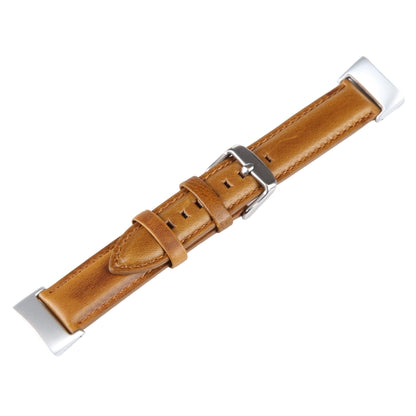 For Fitbit Charge 5 18mm Bamboo Joint Texture Genuine Leather Watch Band(Light Brown) - Watch Bands by buy2fix | Online Shopping UK | buy2fix