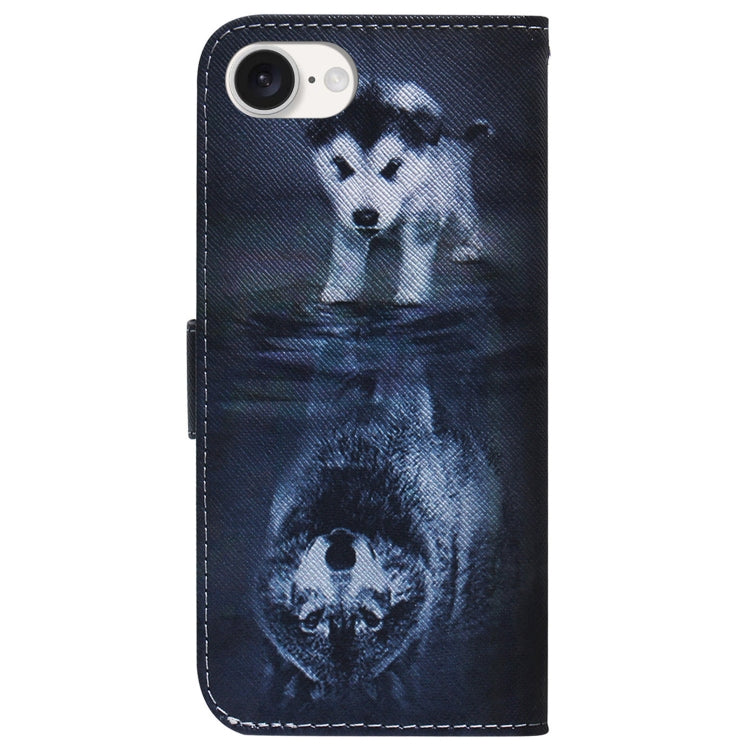 For iPhone SE 2024 Coloured Drawing Flip Leather Phone Case(Wolf and Dog) - More iPhone Cases by buy2fix | Online Shopping UK | buy2fix