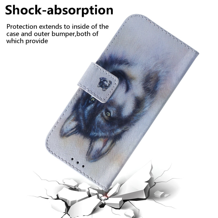 For iPhone 16 Coloured Drawing Flip Leather Phone Case(White Wolf) - iPhone 16 Cases by buy2fix | Online Shopping UK | buy2fix