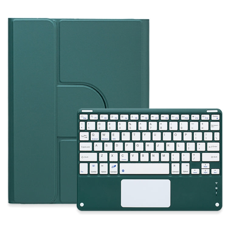 For iPad 10.2 2021 / Air 2019 Square Button 360 Degree Rotatable Bluetooth Keyboard Leather Case with Touchpad(Dark Green) - Universal by buy2fix | Online Shopping UK | buy2fix