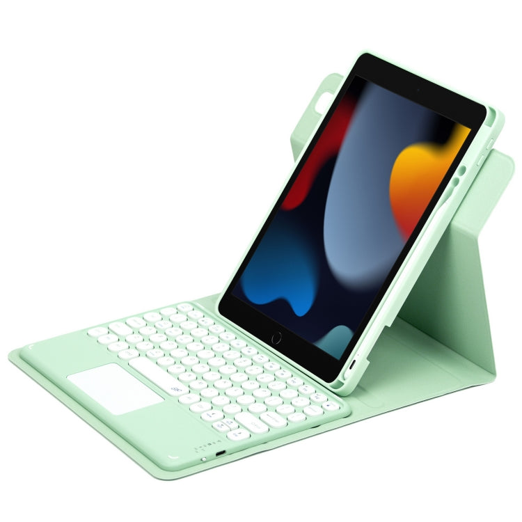 For iPad 10.2 2021 / Air 2019 Round Button 360 Degree Rotatable Bluetooth Keyboard Leather Case with Touchpad(Mint Green) - Universal by buy2fix | Online Shopping UK | buy2fix