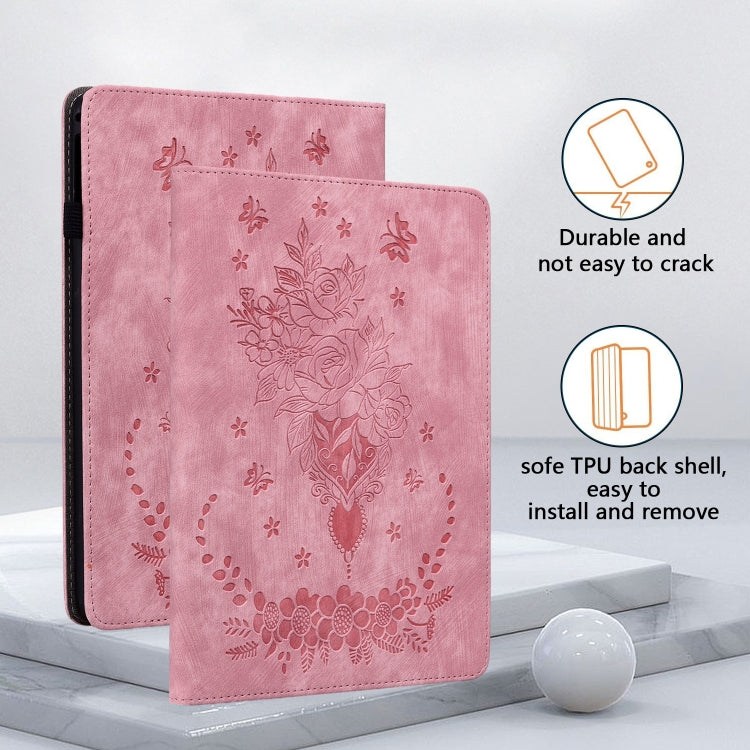 For Amazon Kindle Paperwhite 5 2023 2024 Butterfly Rose Embossed Leather Tablet Case(Pink) - Amazon by buy2fix | Online Shopping UK | buy2fix