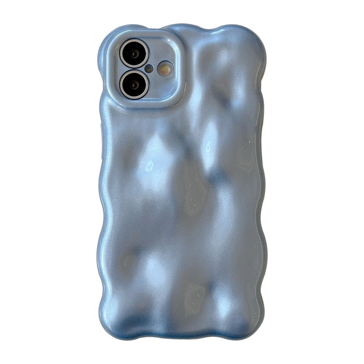 For iPhone 16 Wave Bubbles TPU Phone Case(Pearlescent Blue) - iPhone 16 Cases by buy2fix | Online Shopping UK | buy2fix