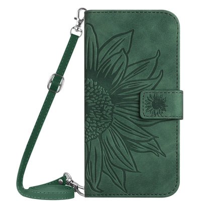 For Google Pixel 9 Skin Feel Sun Flower Embossed Flip Leather Phone Case with Lanyard(Green) - Google Cases by buy2fix | Online Shopping UK | buy2fix