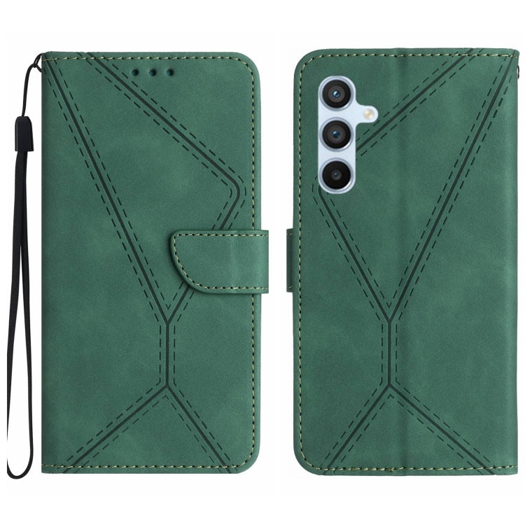 For Samsung Galaxy M34 5G Stitching Embossed Leather Phone Case(Green) - Galaxy Phone Cases by buy2fix | Online Shopping UK | buy2fix