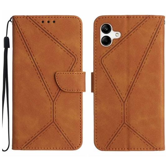 For Samsung Galaxy A05 Stitching Embossed Leather Phone Case(Brown) - Galaxy Phone Cases by buy2fix | Online Shopping UK | buy2fix